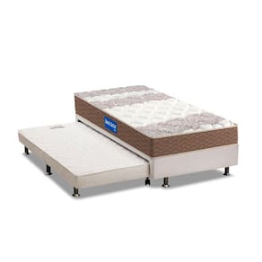 Cama Box c/Auxiliar Solteiro: Colchão Espuma Probel D33 Guarda Costa Brown + Base CRC Courano White(88x188)