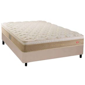 Cama Box Casal: Colchão Molas Herval MasterPoket Ensacadas Platinum + Base CRC Suede Bege(138x188)