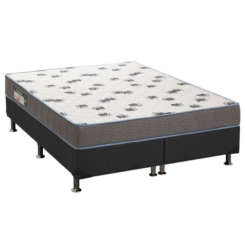 Cama Box Queen: Colchão Espuma D33 Ortobom Light Saúde + Base CRC Suede Cinza(158x198)