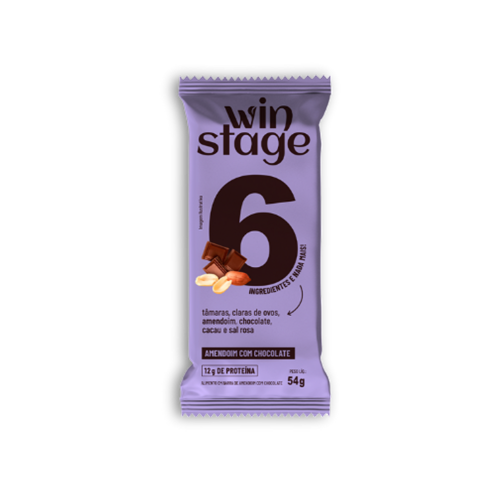 Kit 3X: Barra de Proteína Amendoim C/ Chocolate WinStage 54g