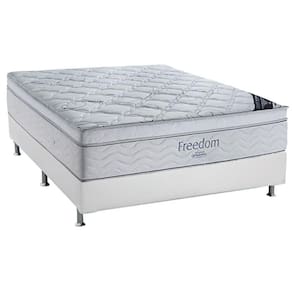 Cama Box Casal: Colchão Molas Ensacadas Ortobom SuperPocket Freedom Visco + Base CRC Courano White(138x188)