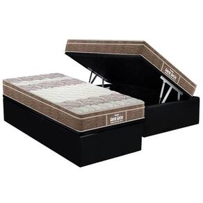Cama Box Baú Solteiro: Colchão Ortopédico Probel D33 / EP Guarda Costas PróIntense Plus + Base CRC Suede Black(88x188)