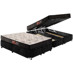 Cama Box Baú Queen: Colchão Espuma D45 Paropas Pasquale + Base CRC Suede Black(158x198)