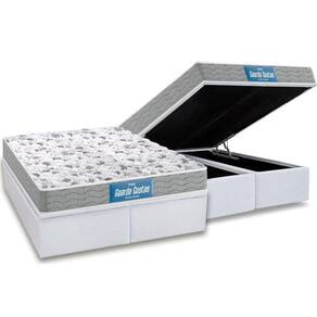 Cama Box Baú Queen: Colchão Ortopédico Probel D45 / EP Guarda Costas PróExtreme Plus Double Face + Base CRC Courano White(158x198)