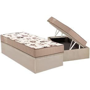 Cama Box Baú Solteiro: Colchão Anatômico Ortobom D33 / EP ISO 100 + Base CRC Suede Clean(88x188)