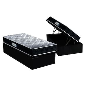 Cama Box Baú Solteiro: Colchão Ortopédico Probel D33 / EP ProDormir Advanced Tech1500 + Base CRC Suede Preto(88x188)