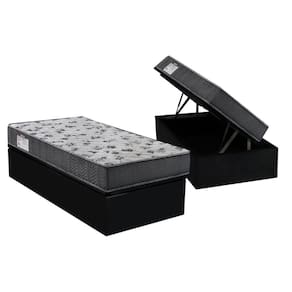 Cama Box Baú Solteiro: Colchão Ortopédico Ortobom D33 / EP ISO 100 Ultra Firme + Base CRC Suede Black(88x188)