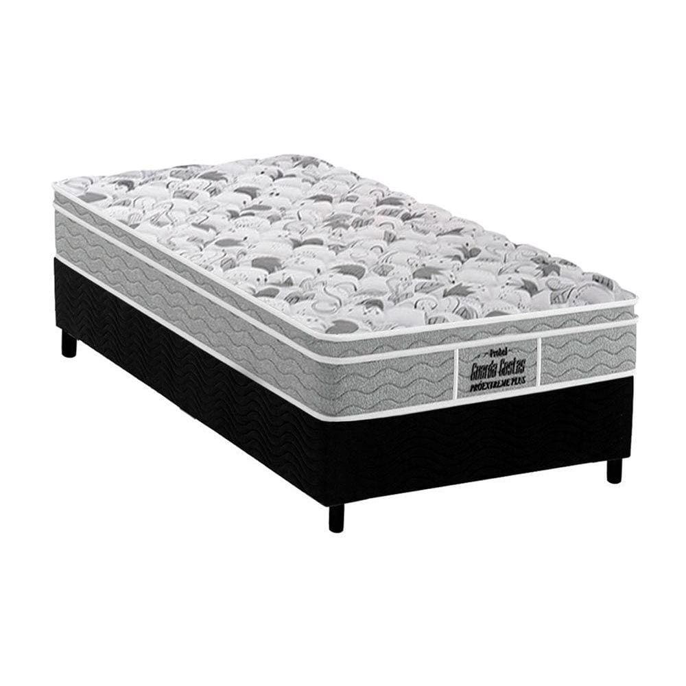 Cama Box Solteiro: Colchão Ortopédico Probel D45/EP Anatômico Guarda Costas Próextreme Plus + Base CRC Suede Black(88x188)