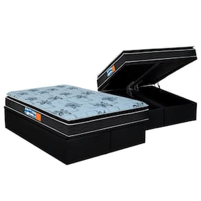 Cama Box Baú Queen: Colchão Anatômico Probel D28 Guarda Costas Premium Multi Firme + Base CRC Suede Black(158x198)