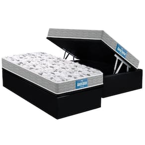Cama Box Baú Solteiro: Colchão Ortopédico Probel D45 / EP Guarda Costas PróExtreme Plus Double Face + Base CRC Suede Black(88x188)