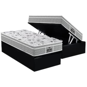 Cama Box Baú Solteiro: Colchão Ortopédico Probel D45 / EP Guarda Costas PróExtreme Plus + Base CRC Suede Black(88x188)