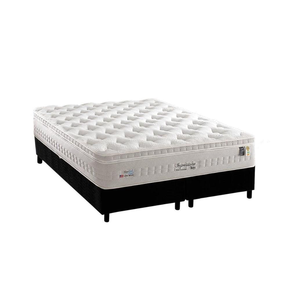 Cama Box Queen: Colchão Molas MasterPocket Ensacadas Anjos Impressione + Base CRC Suede Black(158x198)
