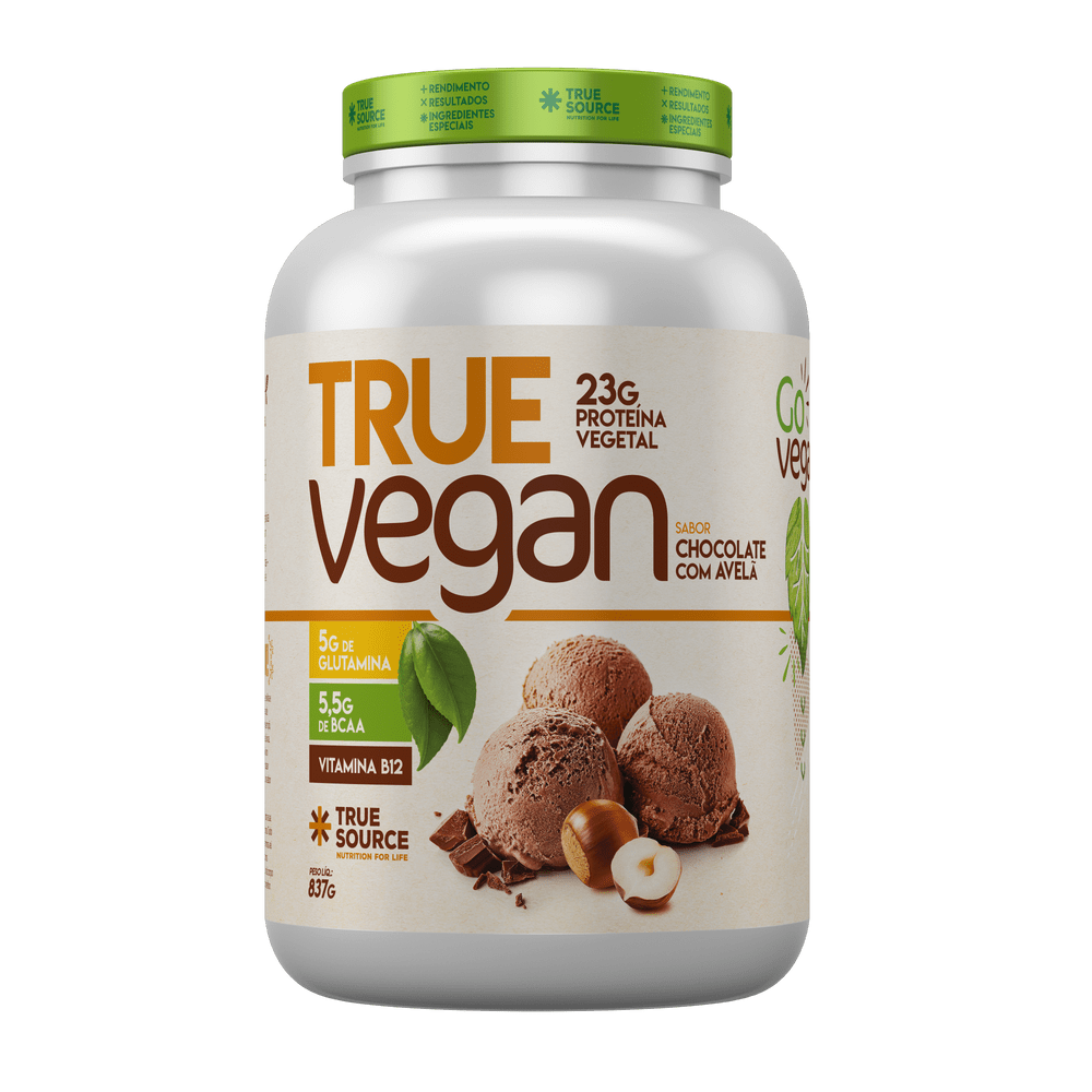 Kit 2X: Proteína True Vegan Chocolate com Avelã True Source 837g