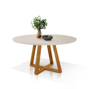 Mesa de Jantar Jade 90x90 Tampo Off White C/ Vidro Pé Perola