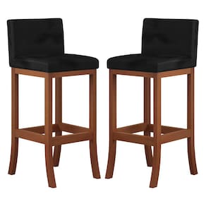 Kit 2 Banquetas Alta Estofada para Bancada Gourmet 38x100 Cm Espanha Madeira Castanho Suede CCS