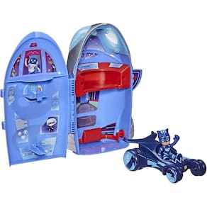 PJ Masks 2-in-1 HQ Playset, Headquarters e Rocket Preschool Toy for Kids Ages 3 and Up, inclui Catboy Action Figure e Cat-Car Vehicle