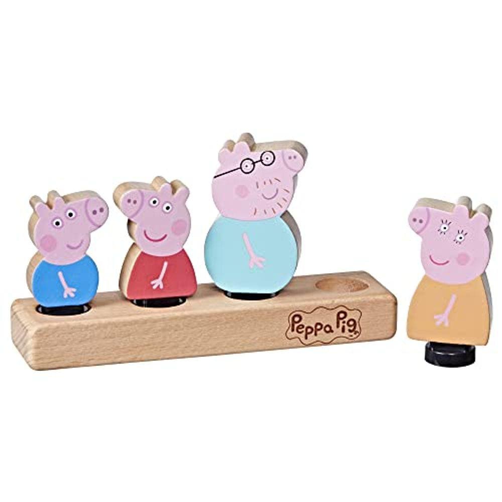 Peppa Pig Toys Figuras de família de madeira feitas de madeira de origem responsável, brinquedos de madeira para meninas e meninos de 2 anos e acima (