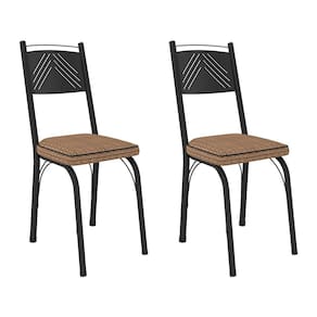 Kit 2 Cadeiras de Cozinha Virginia Estampado Rattan Bege Pés de Ferro Preto - Pallazio