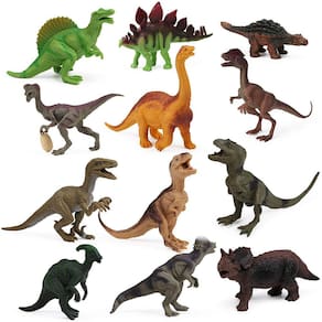 12pcs Figuras de Dinossauro para Meninos Dinossauros Realistas Brinquedos Animais Estatuetas de Animais para Crianças Dinossauro Pack Cake Toppers Dec