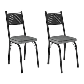 Kit 2 Cadeiras de Cozinha Virginia Estampado Andorinha Pés de Ferro Preto - Pallazio