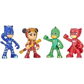 PJ Mascara Heróis e um Brinquedo Pré-Escolar Yu Figure Set, 4 Figuras de Ação Poseable e 1 Acessório para Crianças de 3 anos ou mais (Exclusivo da Ama