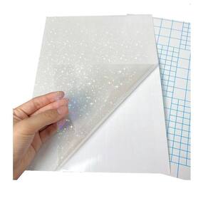 Papel Adesivo Holográfico Vinil Gliter Estrelas A4 50Fls