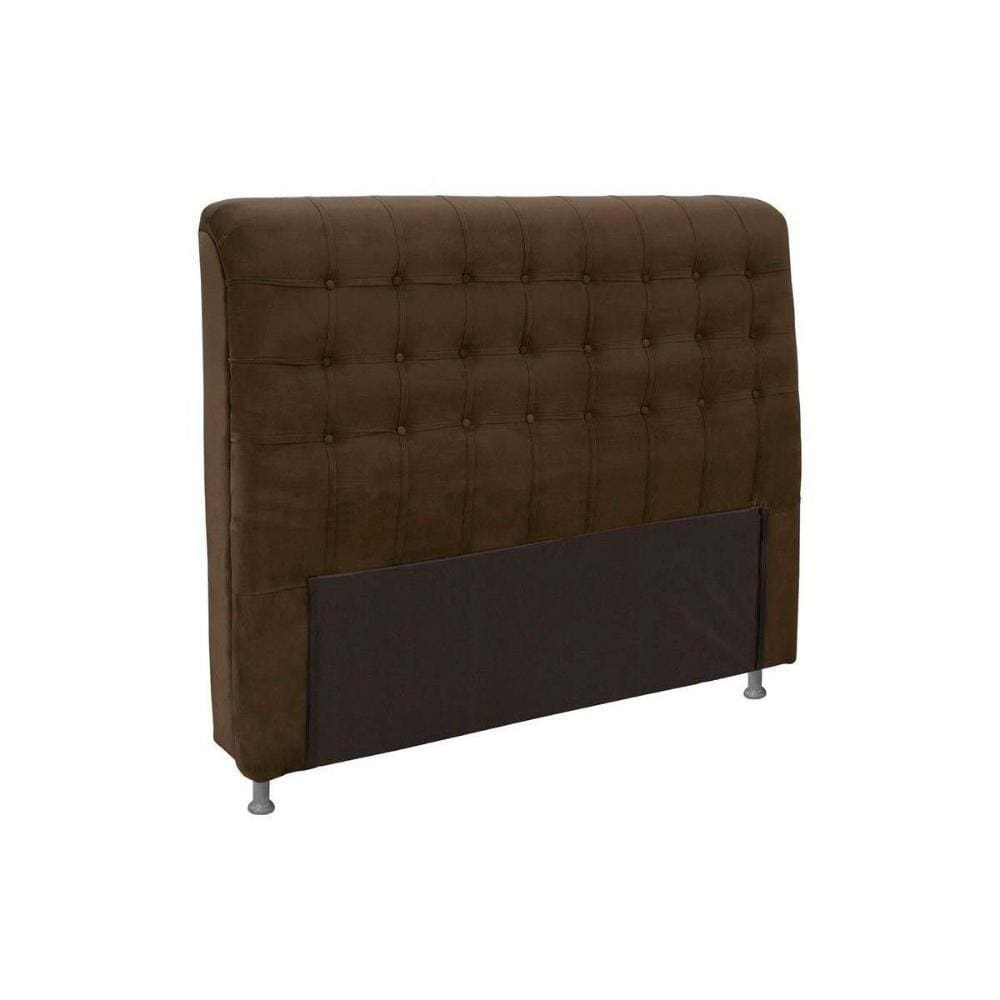 Cabeceira Cama Box Estofada King King Dama Plus Suede Marrom Chocolate - Simbal