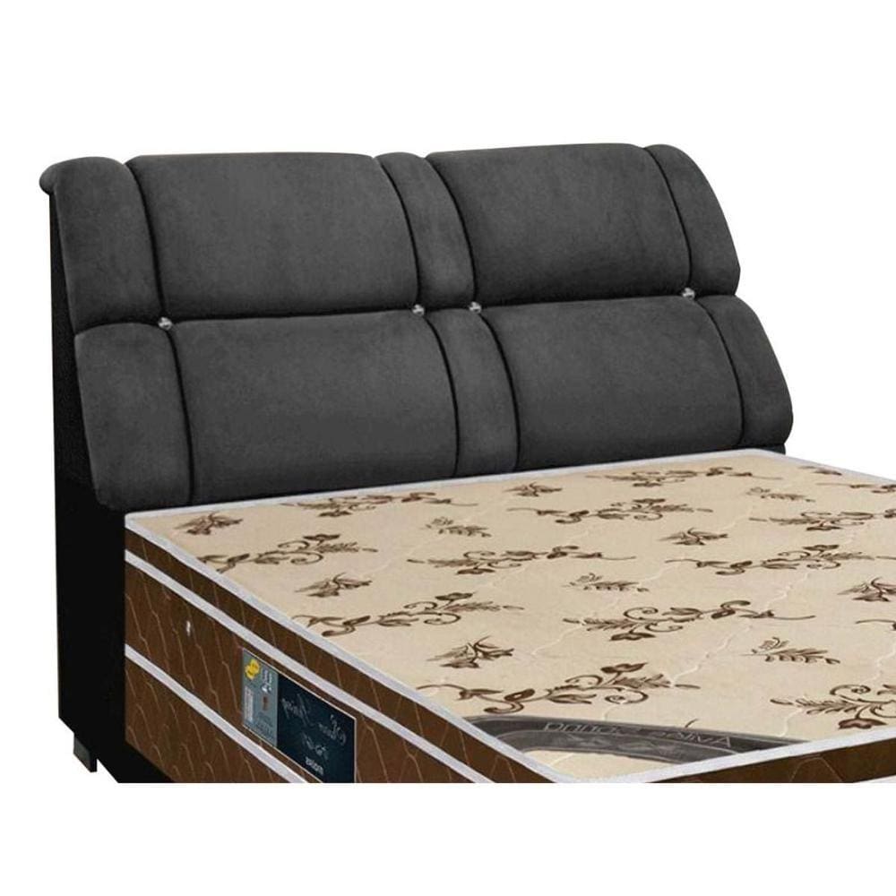 Cabeceira Cama Box Estofada King King Imperador Suede Cinza - Simbal