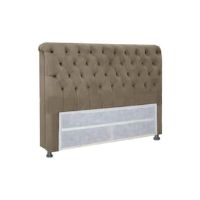 Cabeceira Cama Box Estofada Queen Queen Imperatriz Plus Suede Marrom Taupe - Simbal