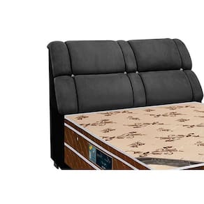 Cabeceira Cama Box Estofada Queen Queen Imperador Suede Cinza/Preto - Simbal