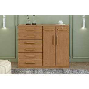 Cômoda de Quarto Toronto New c/ 2 Portas e 8 Gavetas Rovere/Amêndoa - Lopas