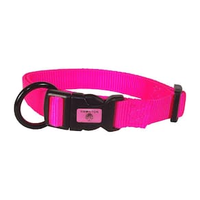 Coleira para cães Hamilton ajustável de nylon rosa choque 1,6x30-45cm
