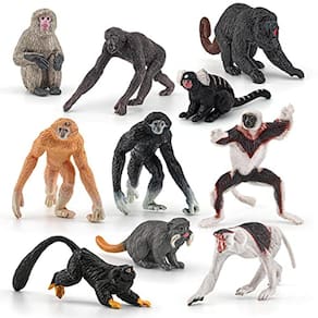 Vida Selvagem Selva Animal Modelo Playsets 10 PCS Mini Macaco Estatuetas Probóscide Macacos Macacos Japoneses Saguis Gibões Lêmures Ação Figura Brinqu