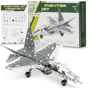 Conjunto de montagem Fighter Jet MALUVRIAN Metal para crianças de 8 a 18 anos