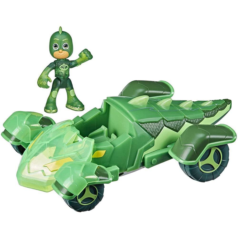 PJ Masks Glow & Go Gekko-Mobile Preschool Toy Vehicle, Gekko Car Light-Up Racer com Gekko Action Figure for Kids Ages 3 and Up