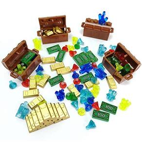 Acessórios de tesouro definem blocos de construção de barras dinheiro ouro barra joias peças de brinquedo tijolo