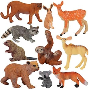 YUCAN 10PCS Floresta Animal Figuras Animais da Floresta Figuras de Brinquedo Set Bonito Miniatura Bolo Animal Topper Figuras Presente de Festa de Aniv
