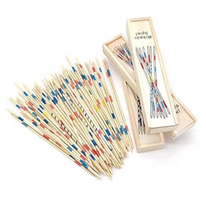 3 Pack Pick Up Sticks, 93pcs Wooden Pick Up Sticks encaixotado com instruções, brinquedos tradicionais de coleta para crianças, jogo de família divert