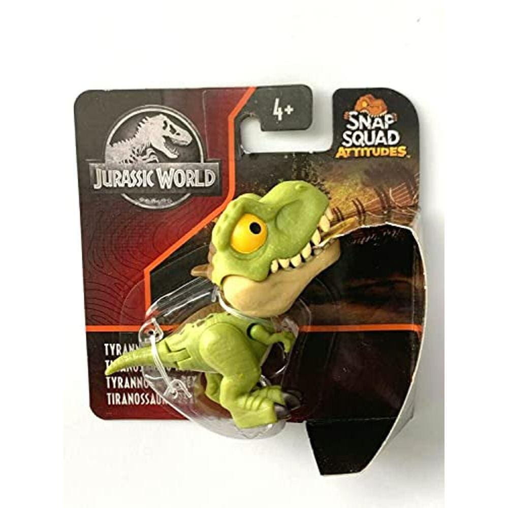 JurassicWorld Snap Squad Atitudes T Rex Tyrannosaurus Rex [Verde] 2 ”polegadas Fun Chomper
