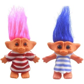 2packs Vintage Troll Dolls Set,Lucky Doll Chromatic Lovely for Collections, School Project, Arts and Crafts, Party Favors - 7.5" Tall (Include Th