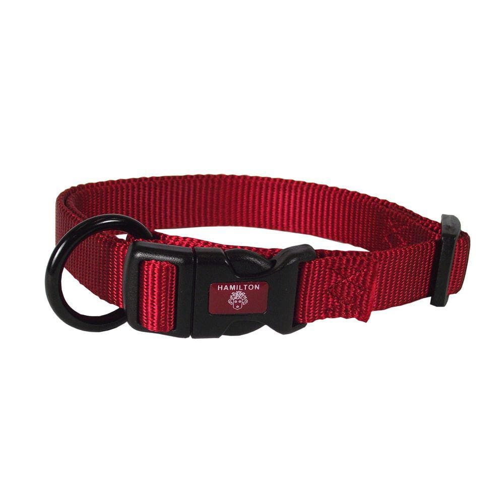 Coleira para cães Hamilton ajustável de nylon vermelha 2.54x45-66cm