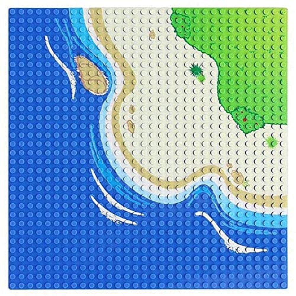 Feleph Classic Blue Baseplate para City Road Beach, Ocean Island Street Water Base Plate 10 x 10 polegadas, Pirates Sea Toy Kit para construção de tij