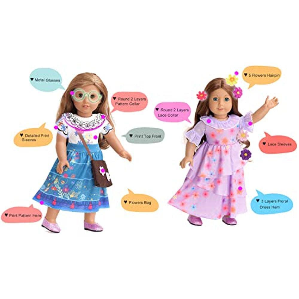 doce dolly 18 polegadas boneca roupas fantasia boneca acessórios mirabel isabela fantasia princesa vestido para americano 18 ”menina boneca