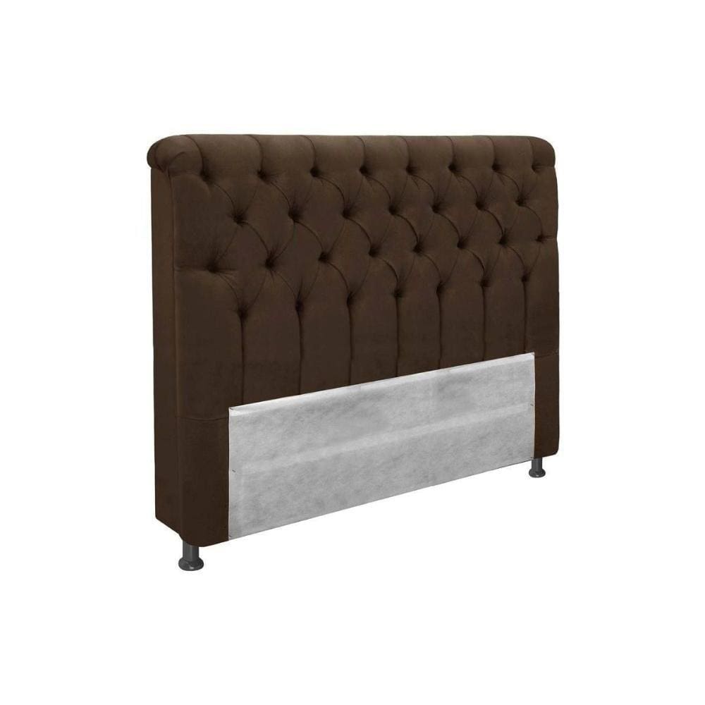 Cabeceira Cama Box Estofada Casal Casal Imperatriz Plus Suede Marrom Chocolate - Simbal