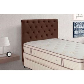 Cabeceira Cama Box Estofada Solteiro Solteiro Embaixatriz Plus Suede Marrom Chocolate - Simbal
