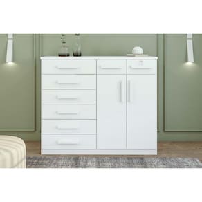 Cômoda de Quarto Toronto New c/ 2 Portas e 8 Gavetas Branco - Lopas