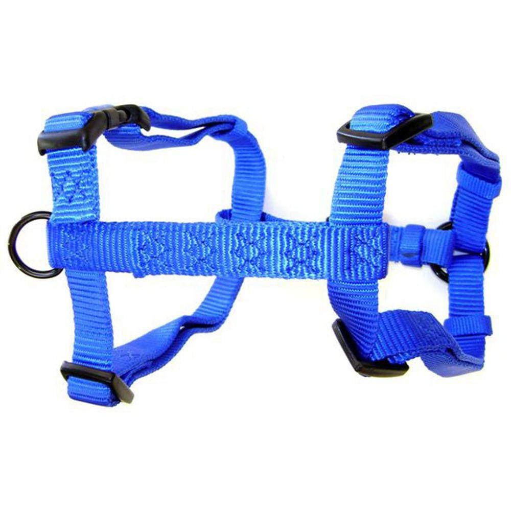 Arnês para cães Hamilton ajustável e confortável de nylon azul 20-30 cm