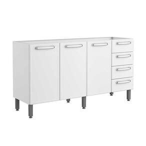 Balcão de Cozinha Evidence 7028 3 Portas 4 Gavetas s/ Tampo 160cm Branco - Bertolini