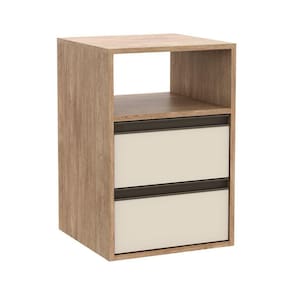 Mesa de Cabeceira 2 Gavetas 1 Nicho Linea Belmax Carvalho/Off White