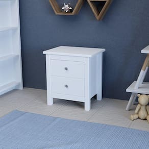 Mesa de Cabeceira 2 Gavetas em Madeira Maciça Alba Parpinelli Branco